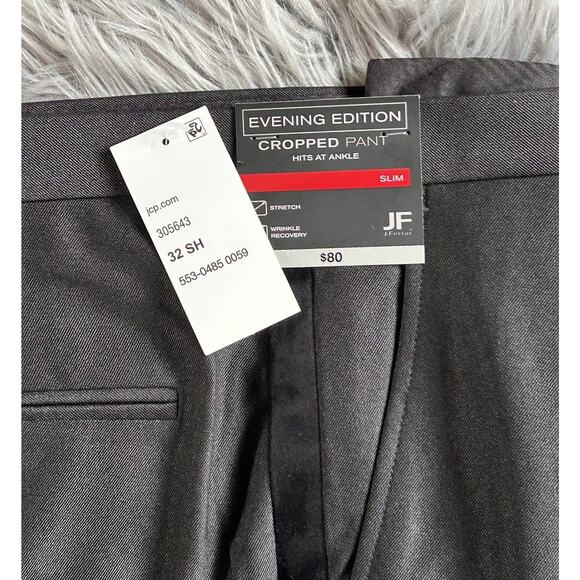 J. FERRAR‎ Men's Black Evening Crop Pants/w Satin Stripe Size 32 Slim Flat Front - Picture 3 of 3